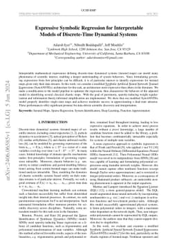 Expressive Symbolic Regression for Interpretable Models of Discrete-Time
  Dynamical Systems