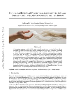 Exploring Human-AI Perception Alignment in Sensory Experiences: Do LLMs
  Understand Textile Hand?