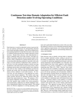 Continuous Test-time Domain Adaptation for Efficient Fault Detection
  under Evolving Operating Conditions