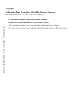 Collaborative Team Recognition: A Core Plus Extension Structure
