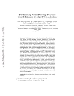 Benchmarking Neural Decoding Backbones towards Enhanced On-edge iBCI
  Applications