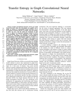 Transfer Entropy in Graph Convolutional Neural Networks