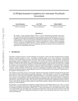 LLM Questionnaire Completion for Automatic Psychiatric Assessment