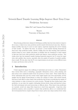 Network-Based Transfer Learning Helps Improve Short-Term Crime
  Prediction Accuracy