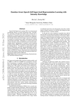 Emotion-Aware Speech Self-Supervised Representation Learning with
  Intensity Knowledge