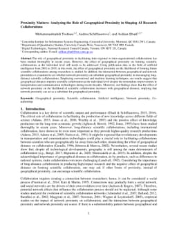 Proximity Matters: Analyzing the Role of Geographical Proximity in
  Shaping AI Research Collaborations