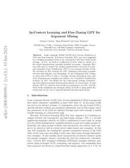 In-Context Learning and Fine-Tuning GPT for Argument Mining