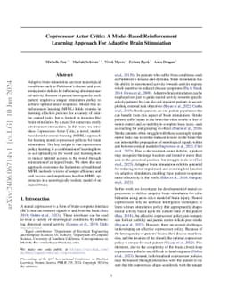 Coprocessor Actor Critic: A Model-Based Reinforcement Learning Approach
  For Adaptive Brain Stimulation