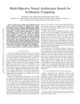 Multi-Objective Neural Architecture Search for In-Memory Computing