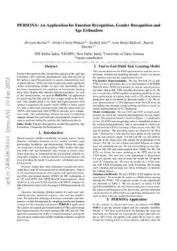 PERSONA: An Application for Emotion Recognition, Gender Recognition and
  Age Estimation