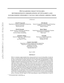 On Learning what to Learn: heterogeneous observations of dynamics and
  establishing (possibly causal) relations among them