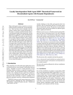 Locally Interdependent Multi-Agent MDP: Theoretical Framework for
  Decentralized Agents with Dynamic Dependencies