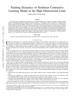 Training Dynamics of Nonlinear Contrastive Learning Model in the High
  Dimensional Limit