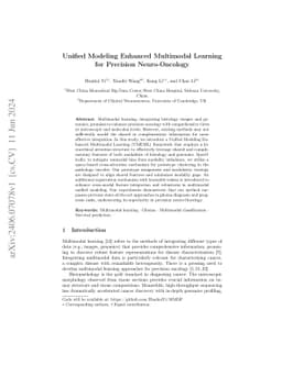 Unified Modeling Enhanced Multimodal Learning for Precision
  Neuro-Oncology