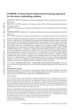 CHARME: A chain-based reinforcement learning approach for the minor
  embedding problem