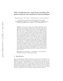 EEG classification for visual brain decoding with spatio-temporal and
  transformer based paradigms
