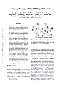 Scaling Large Language Model-based Multi-Agent Collaboration