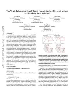 VoxNeuS: Enhancing Voxel-Based Neural Surface Reconstruction via
  Gradient Interpolation