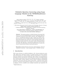 Scholarly Question Answering using Large Language Models in the
  NFDI4DataScience Gateway