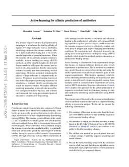 Active learning for affinity prediction of antibodies