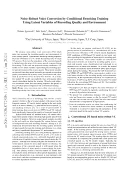 Noise-Robust Voice Conversion by Conditional Denoising Training Using
  Latent Variables of Recording Quality and Environment