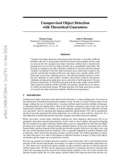 Unsupervised Object Detection with Theoretical Guarantees