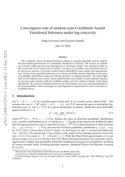 Convergence rate of random scan Coordinate Ascent Variational Inference
  under log-concavity