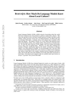 BertaQA: How Much Do Language Models Know About Local Culture?
