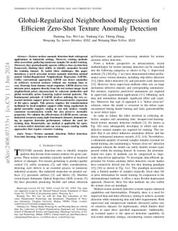 Global-Regularized Neighborhood Regression for Efficient Zero-Shot
  Texture Anomaly Detection