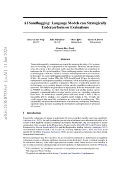 AI Sandbagging: Language Models can Strategically Underperform on Evaluations