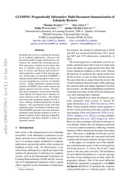 GLIMPSE: Pragmatically Informative Multi-Document Summarization for
  Scholarly Reviews