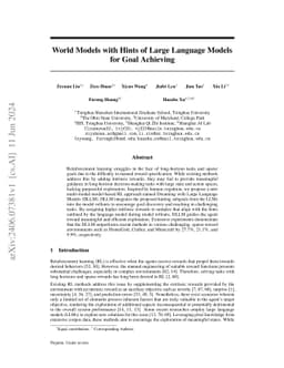 World Models with Hints of Large Language Models for Goal Achieving