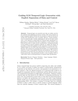 Guiding LLM Temporal Logic Generation with Explicit Separation of Data
  and Control