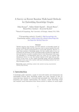 A Survey on Recent Random Walk-based Methods for Embedding Knowledge
  Graphs