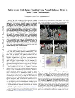 Active Scout: Multi-Target Tracking Using Neural Radiance Fields in
  Dense Urban Environments