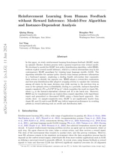 Reinforcement Learning from Human Feedback without Reward Inference: Model-Free Algorithm and Instance-Dependent Analysis