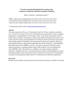 Towards Generalized Hydrological Forecasting using Transformer Models
  for 120-Hour Streamflow Prediction