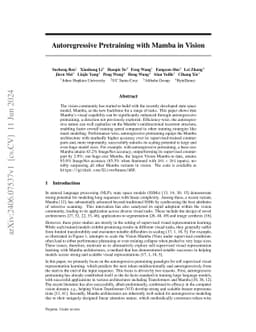 Autoregressive Pretraining with Mamba in Vision
