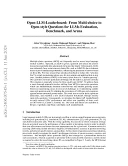 Open-LLM-Leaderboard: From Multi-choice to Open-style Questions for LLMs
  Evaluation, Benchmark, and Arena