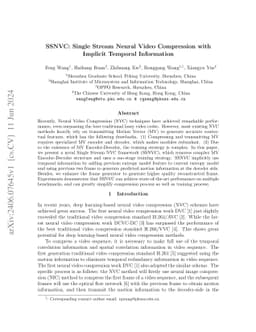 SSNVC: Single Stream Neural Video Compression with Implicit Temporal
  Information
