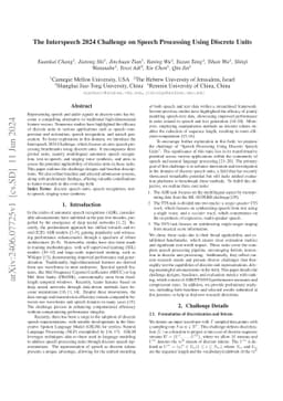 The Interspeech 2024 Challenge on Speech Processing Using Discrete Units