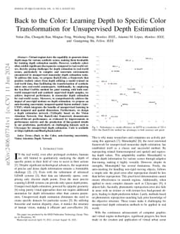 Back to the Color: Learning Depth to Specific Color Transformation for
  Unsupervised Depth Estimation