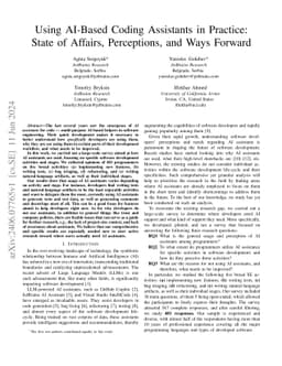 Using AI-Based Coding Assistants in Practice: State of Affairs,
  Perceptions, and Ways Forward