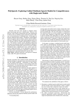 PolySpeech: Exploring Unified Multitask Speech Models for
  Competitiveness with Single-task Models