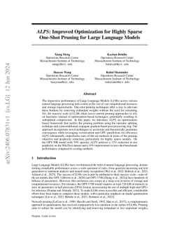 ALPS: Improved Optimization for Highly Sparse One-Shot Pruning for Large
  Language Models