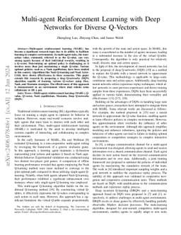 Multi-agent Reinforcement Learning with Deep Networks for Diverse
  Q-Vectors
