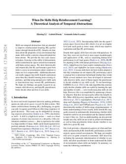 When Do Skills Help Reinforcement Learning? A Theoretical Analysis of
  Temporal Abstractions