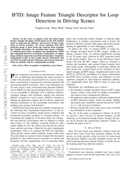 IFTD: Image Feature Triangle Descriptor for Loop Detection in Driving
  Scenes