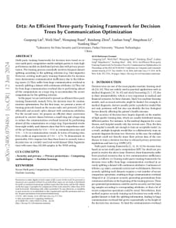 Ents: An Efficient Three-party Training Framework for Decision Trees by
  Communication Optimization