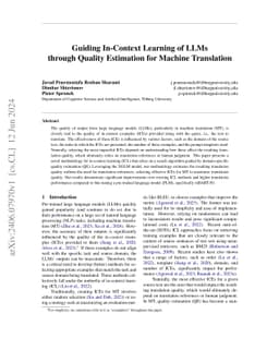 Guiding In-Context Learning of LLMs through Quality Estimation for
  Machine Translation